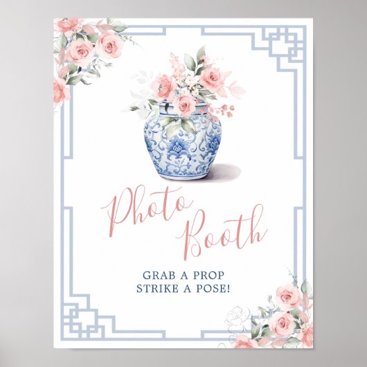 Blush Pink Chinoiserie Ginger Jar Foto Stand Poster (Vorne)