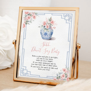 Blush Pink Chinoiserie Ginger Jar Say Baby nicht Poster