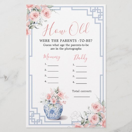 Blush Pink Chinoiserie Ginger Jar Wie alt Eltern (Vorderseite)