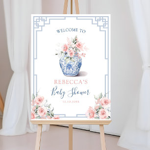 Blush Pink Chinoiserie Ginger Jar Willkommen Poster