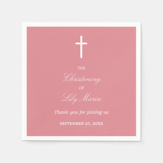 Blush Pink Christening Party Napkins Serviette (Vorderseite)