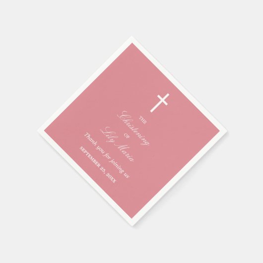 Blush Pink Christening Party Napkins Serviette (Ecke)