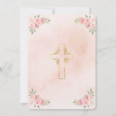 Blush Pink Christian Baby Shower with Gold Cross Einladung (Rückseite)