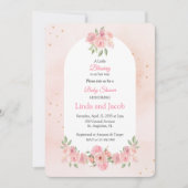 Blush Pink Christian Baby Shower with Gold Cross Einladung (Vorderseite)