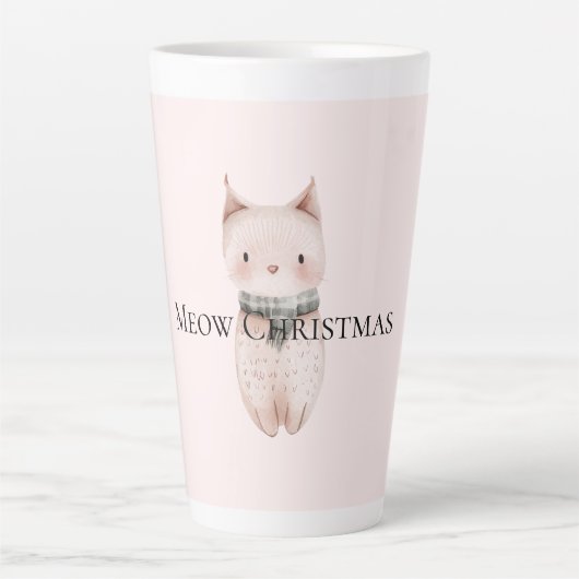 Blush Pink Christmas Cat Milchtasse (Vorderseite)
