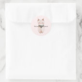 Blush Pink Christmas Cat Runder Aufkleber (Tasche)