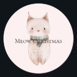 Blush Pink Christmas Cat Runder Aufkleber<br><div class="desc">Blush Pink Christmas Cat</div>
