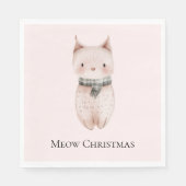 Blush Pink Christmas Cat Serviette (Vorderseite)
