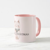 Blush Pink Christmas Cat Tasse (VorderseiteRechts)
