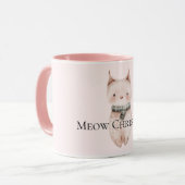 Blush Pink Christmas Cat Tasse (Vorderseite Links)