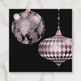 Blush Pink Christmas Damask und Harlequin Geschenkanhänger