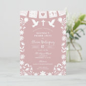 Blush Pink Cielito Lindo Bautizo y Primer Anito Einladung (Stehend Vorderseite)