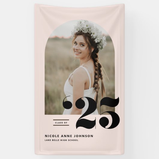 Blush Pink Class of 2025 Arch Foto Abschluss Banner (Vertikal)