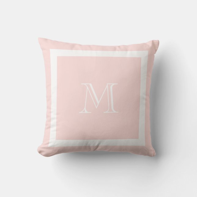 Blush Pink Classic Monogram Kissen Kissen (Vorderseite)