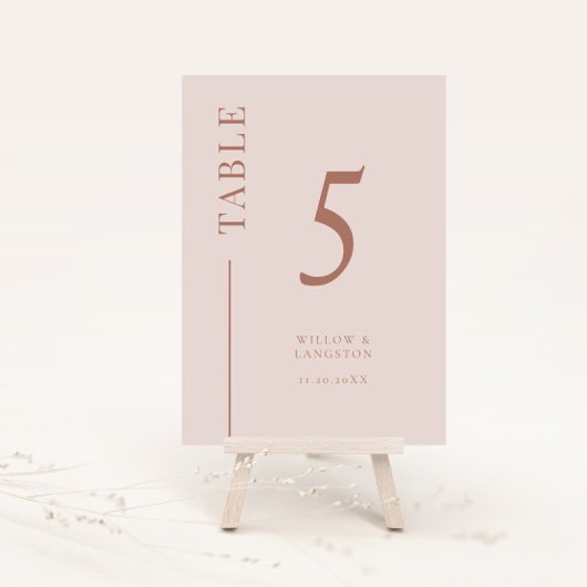 Blush Pink Clean Line Hochzeitsstimmung Tischnumme Tischnummer