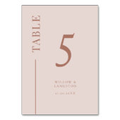 Blush Pink Clean Line Hochzeitsstimmung Tischnumme Tischnummer (Vorderseite)