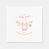 Blush Pink Clothesline Girl Baby Shower Paper Serviette (Vorderseite)