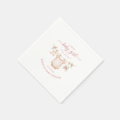 Blush Pink Clothesline Girl Baby Shower Paper Serviette (Ecke)