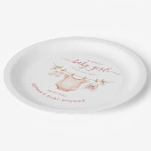 Blush Pink Clothesline Girl Baby Shower Party Pappteller (Schrägansicht)