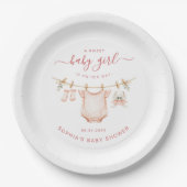 Blush Pink Clothesline Girl Baby Shower Party Pappteller (Vorderseite)