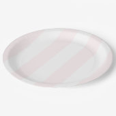 Blush Pink Coastal Cabana Stripes Birthday Pappteller (Schrägansicht)