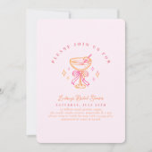 Blush Pink Cocktail Bridal Shower Bow Einladung (Vorderseite)