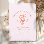 Blush Pink Cocktail Bridal Shower Bow Einladung