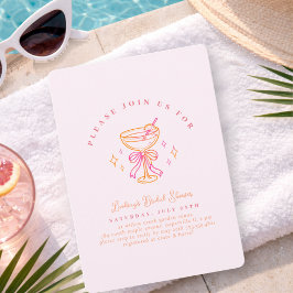 Blush Pink Cocktail Bridal Shower Bow Einladung