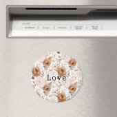 Blush Pink Cocoa Brown Flowers Magnet (In Situ (Geschirrspüler))