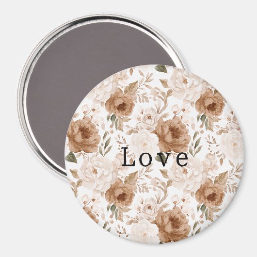 Blush Pink Cocoa Brown Flowers Magnet (Vorderseite/Rückseite)