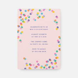 Blush Pink Colorful Confetti Girl's Birthday Einladung