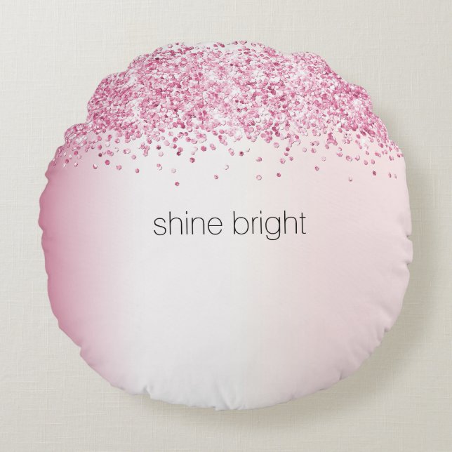 Blush Pink Confetti Sparkle Keramik Rundes Kissen (Vorderseite)