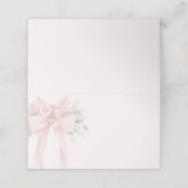 Blush Pink Coquette Bow Floral Platzkarte (Außenseite Aufgefaltet)