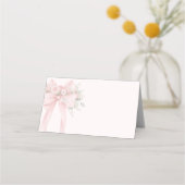 Blush Pink Coquette Bow Floral Platzkarte (Vorderseite)