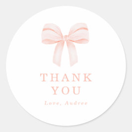 Blush Pink Coquette Bow Geburtstagsparty Danke Runder Aufkleber