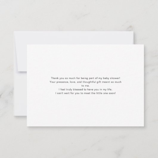 Blush Pink Coquette Bow Moderne Babydusche Dankeskarte (Rückseite)