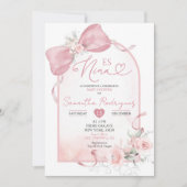 Blush Pink Coquette Floral Es Nina Baby Dusche Einladung (Vorderseite)
