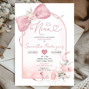Blush Pink Coquette Floral Es Nina Baby Dusche Einladung