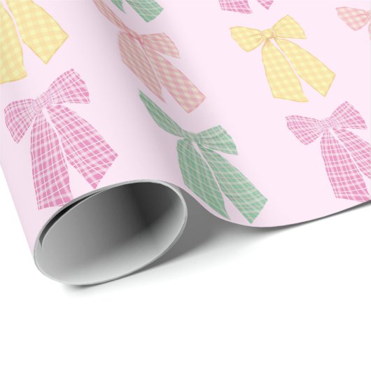 Blush Pink Coquette Hair Bow Muster Geschenkpapier (Rolleneckpunkt)