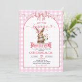 Blush Pink Coquette Little Bunny Baby Shower Einladung (Stehend Vorderseite)