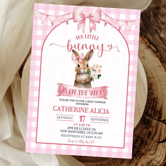Blush Pink Coquette Little Bunny Baby Shower Einladung