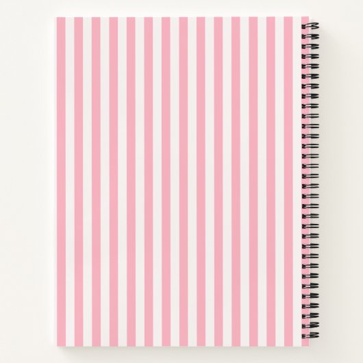 Blush Pink Coquette Stripes Bow Monogrammatisches Notizblock (Rückseite)