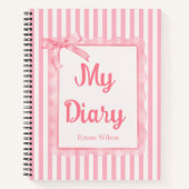 Blush Pink Coquette Stripes Bow Monogrammatisches Notizblock (Vorderseite)