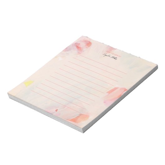 Blush Pink & Coral Floral Personalisiert Notepad Notizblock (Rotiert)