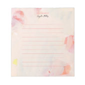 Blush Pink & Coral Floral Personalisiert Notepad Notizblock (Vorderseite)