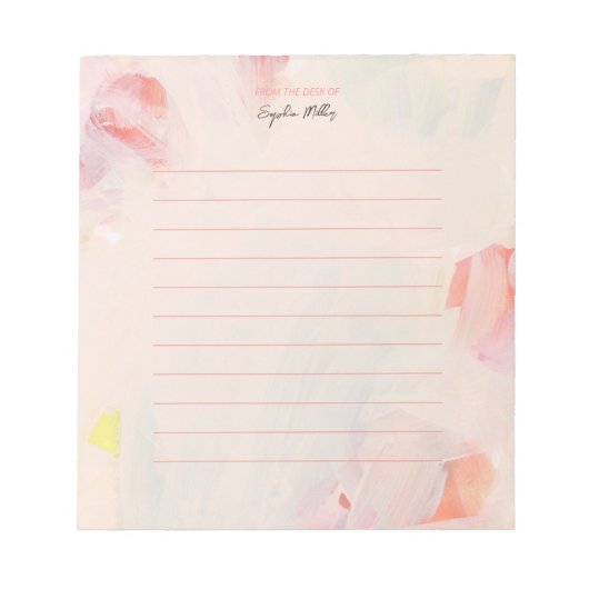 Blush Pink & Coral Floral Personalisiert Notepad Notizblock (Vorderseite)