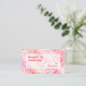 Blush Pink Coral Orange Abstrakt Art Muster Visitenkarte (Stehend Vorderseite)