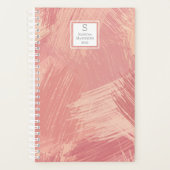 Blush Pink & Coral Scribbles | Mit Monogramm Planer (Vorderseite)