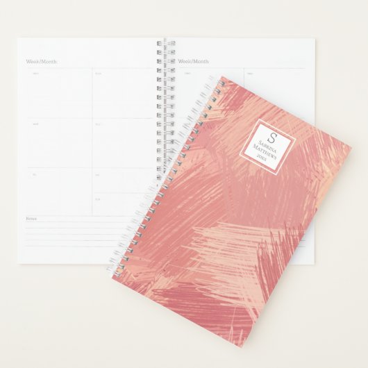 Blush Pink & Coral Scribbles | Mit Monogramm Planer (Anzeige)