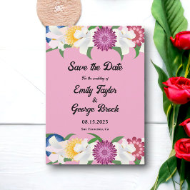 Blush Pink Country Moderne Frühlingsblumenhochzeit Save The Date